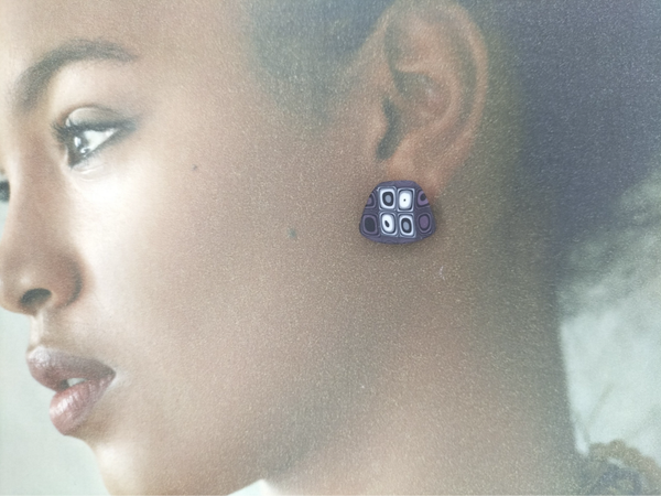 Boucles d'oreilles Violet et Blanc BO11