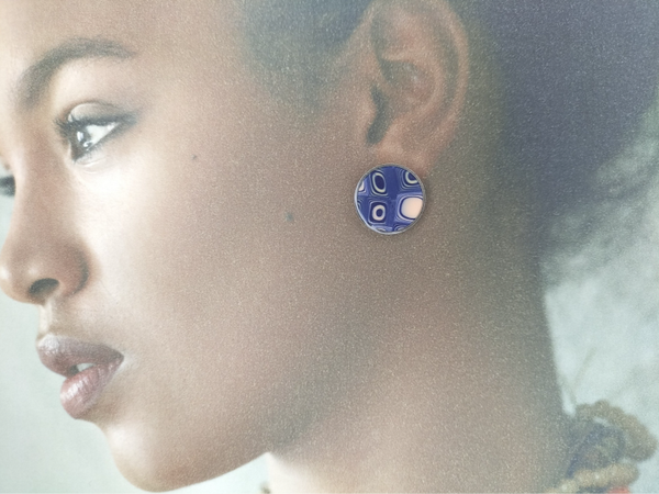 Boucles d'oreilles Bleu et Corail BO2