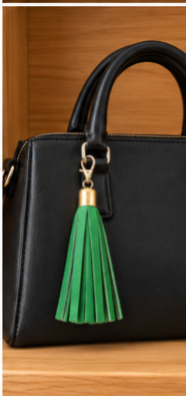 Pompon cuir vert POM6