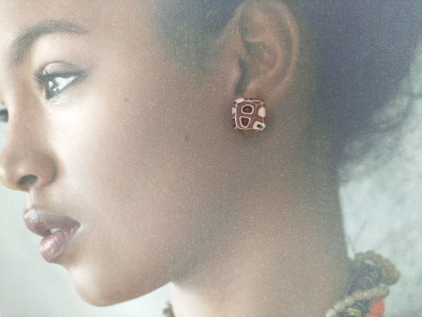 Boucles d'oreilles Marron et Beige BO1