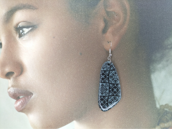 Boucles d'oreilles Noir/Vert BO38