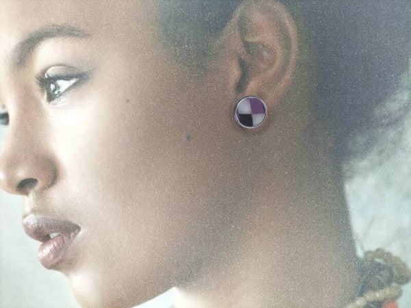 Boucles d'oreilles Violet/Noir/Blanc BO19
