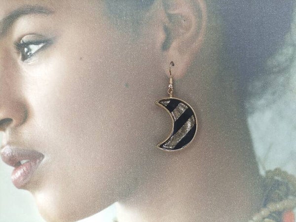 Boucles d'oreilles Noir et Or BO33