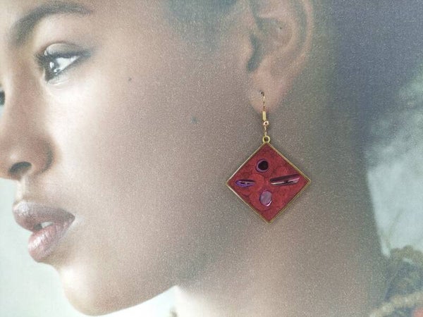 Boucles d'oreilles Bordeaux et Coraux BO36