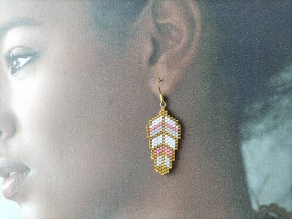 Boucles d'oreilles Plume blanche