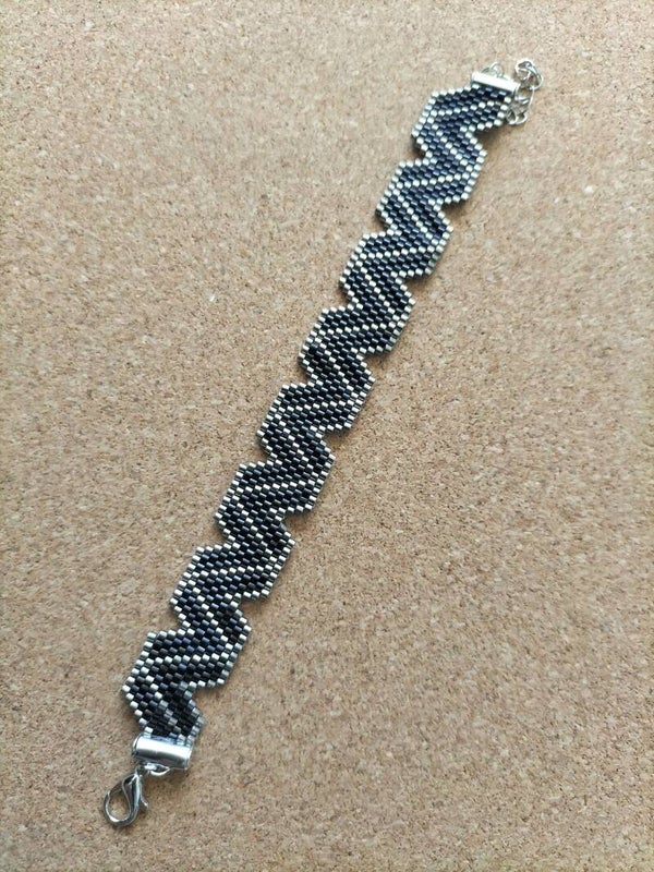 Bracelet perles Miyuki Noir/argenté BR8