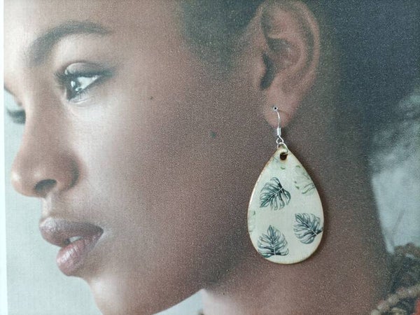 Boucles d'oreilles bois Feuille BOB10