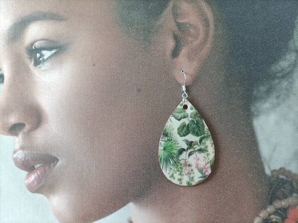 Boucles d'oreilles bois Feuillage BOB13