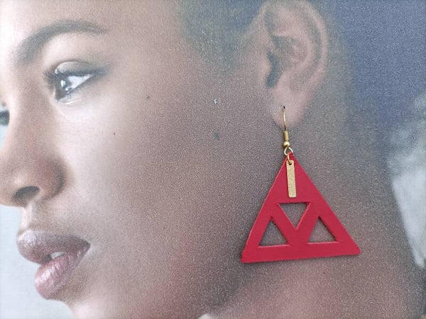 Boucles d'oreilles cuir triangle BO94