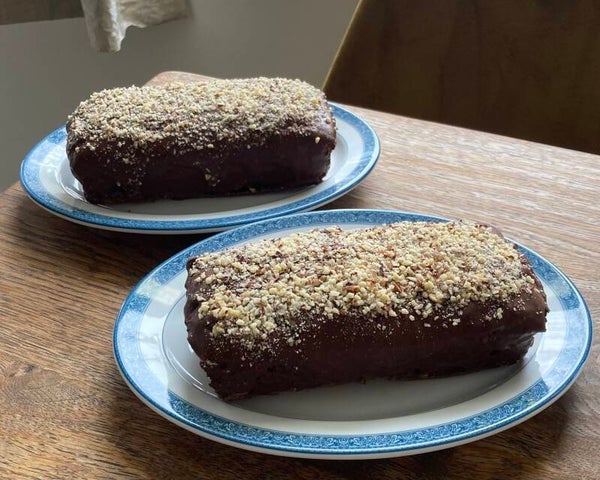 Sinaasappel Chocolade-hazelnootcake met Chocolade-amandelganache