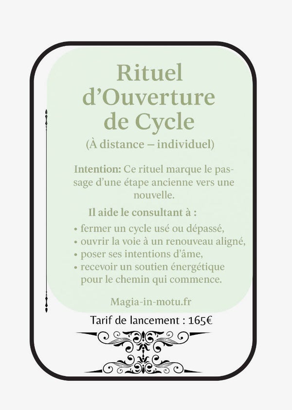 RITUEL OUVERTURE DE CYCLE