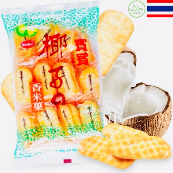 %Bin Bin  Rice Crackers with Cocos (Rijstcrackers met Kokos), 150g