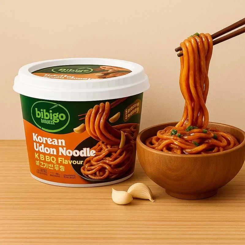 Bibigo Korean Udon Noodles K-BBQ Flavour (Ready in 2 min), 187.2g