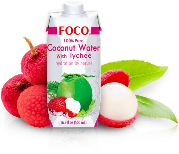 Foco Coconut Water with Lychee, 500ml