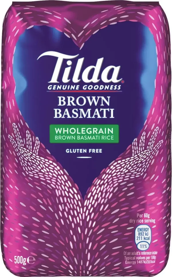 Tilda Brown Rice Wholegrain (Zilvervlies Rijst), 500g