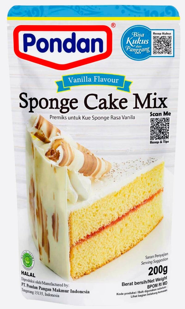 Pondan Sponge Vanilla Cake Mix (Indonesische Vanille Cake mix), 200g