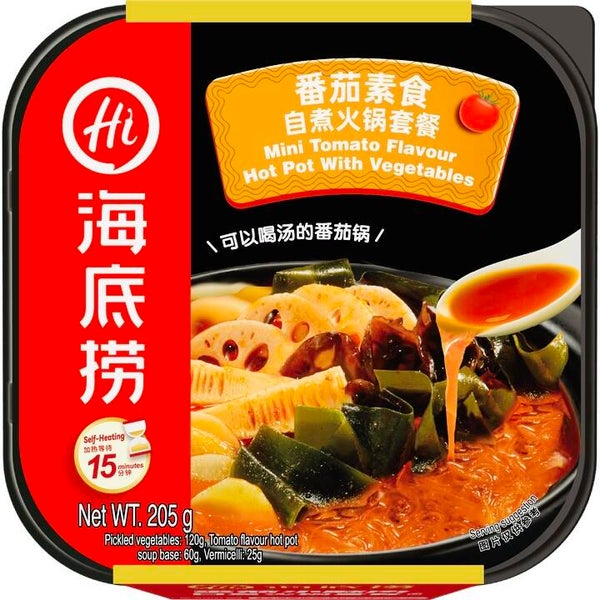 %Haidilao Tomato Flavour Hot Pot with Vegetables Self Heating, 195g
