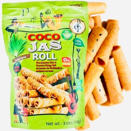 Coco Riz Coco Jas Roll Pandan Flavor (Knapperige Pandan Kokos Rijst Rol), 100g
