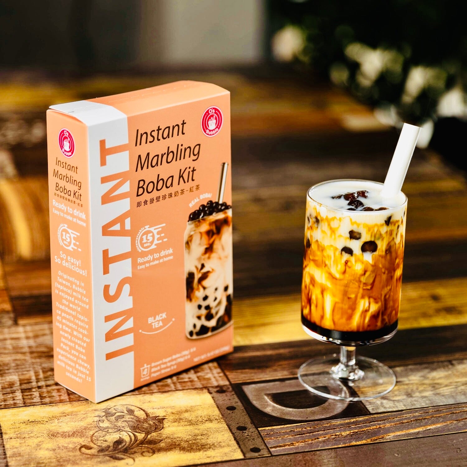 O’s Bubble Instant Marbling Boba Kit Black Tea (Bubble Thee Set Zwarte Thee) ,4x60g (2x30g)