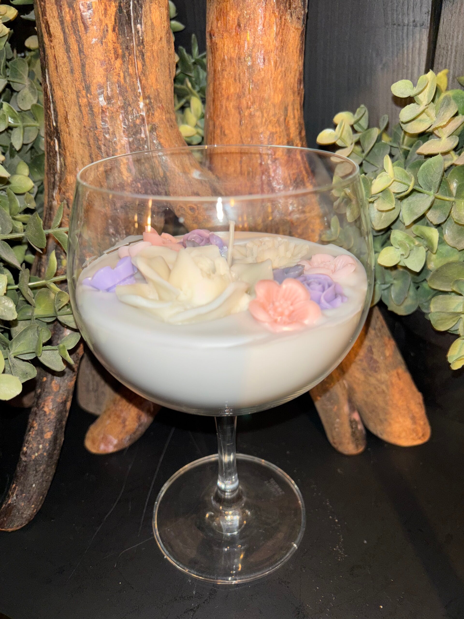 Floral wine Candle