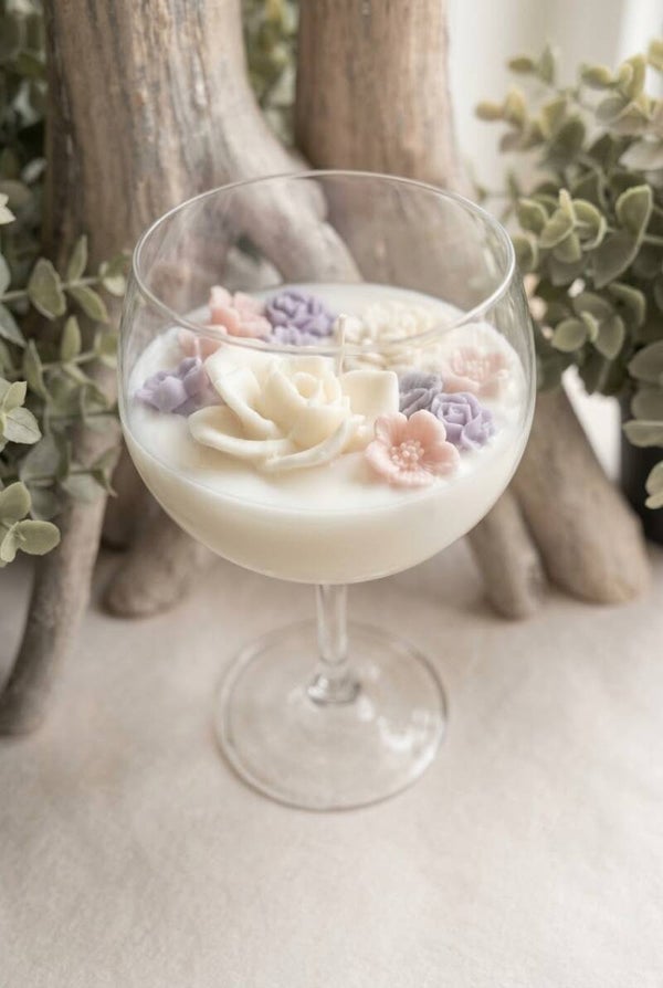 Floral wine Candle