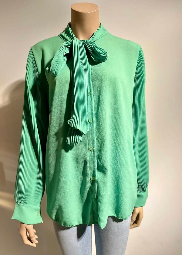 Green blouse met strik