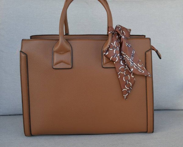 Grote leren handtas (bruin)