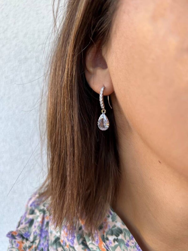 Hangers crystal glas druppel (zilver)