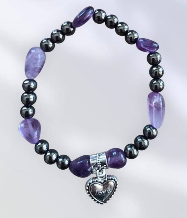 Bracelet Améthyste et Hématite