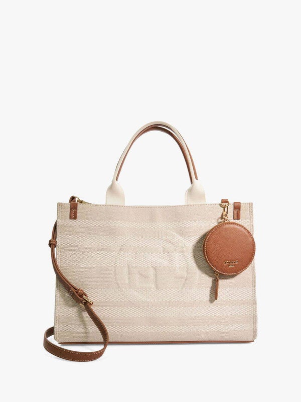 Deltra Large striped canvas tote bag