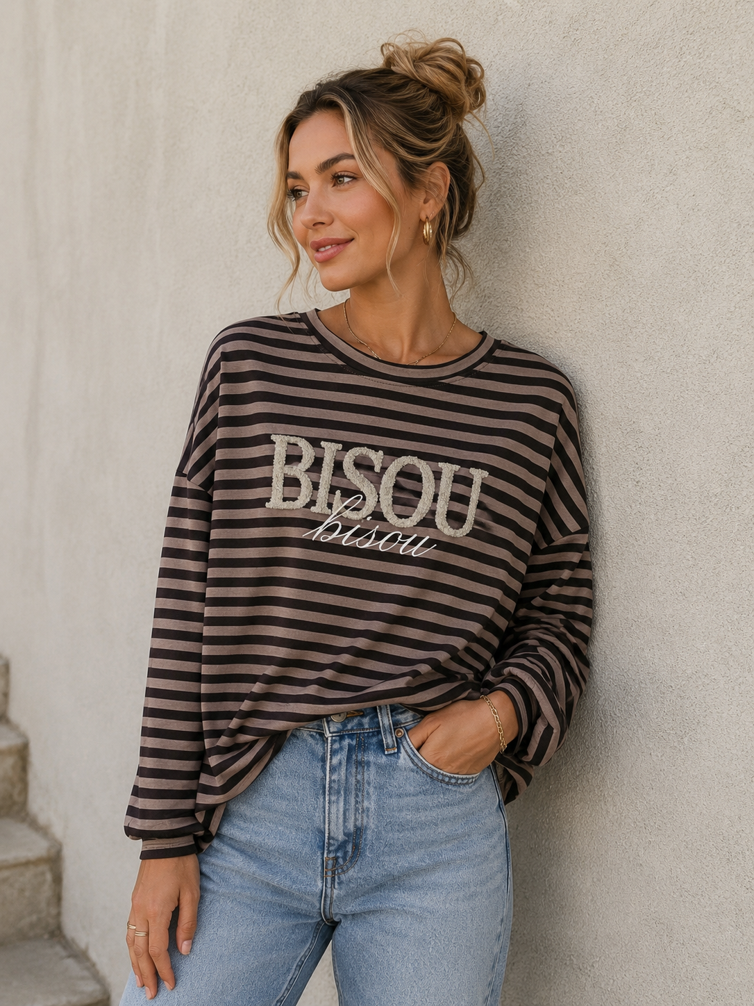 Striped Bisou - bruin