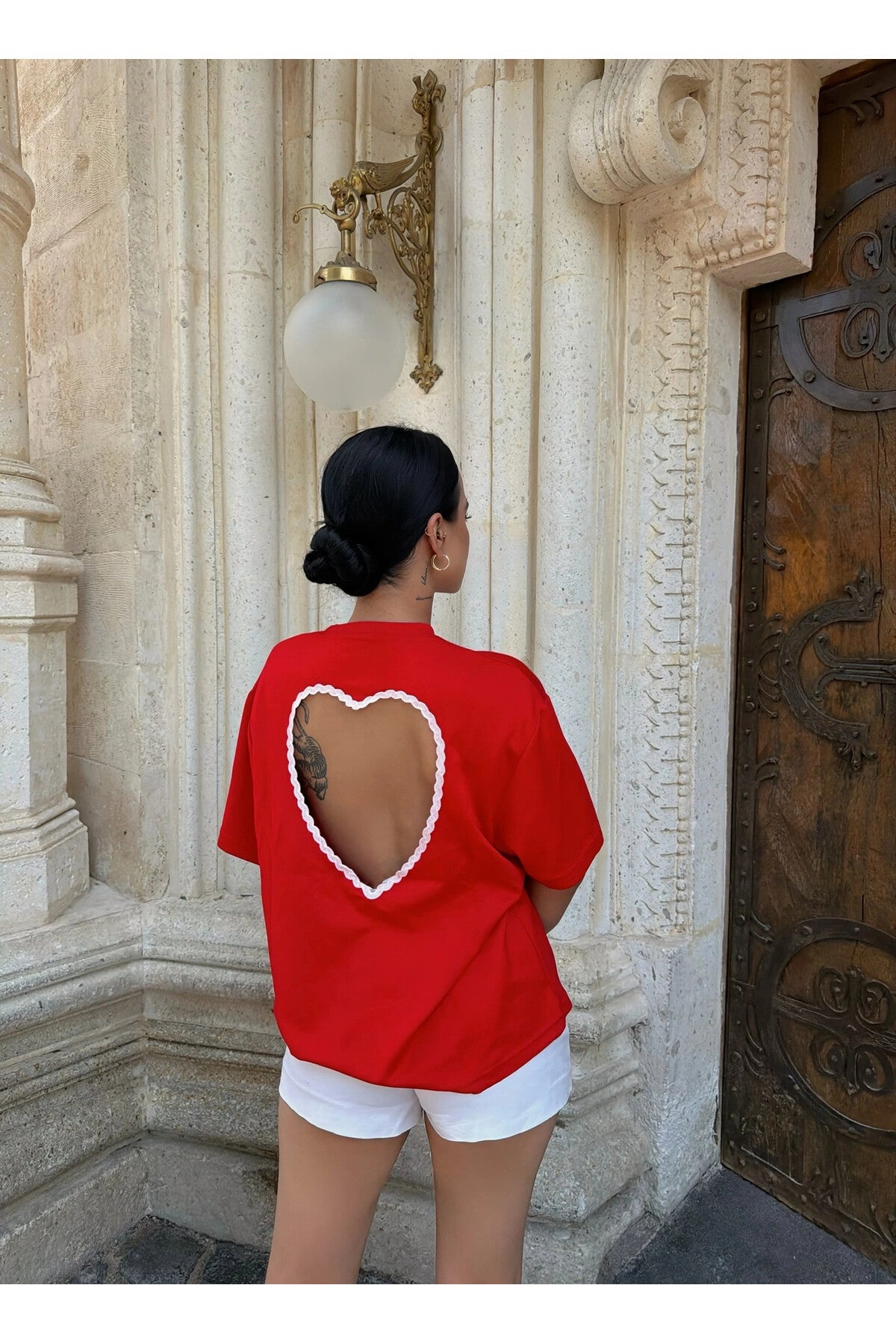 Open hart shirt- rood