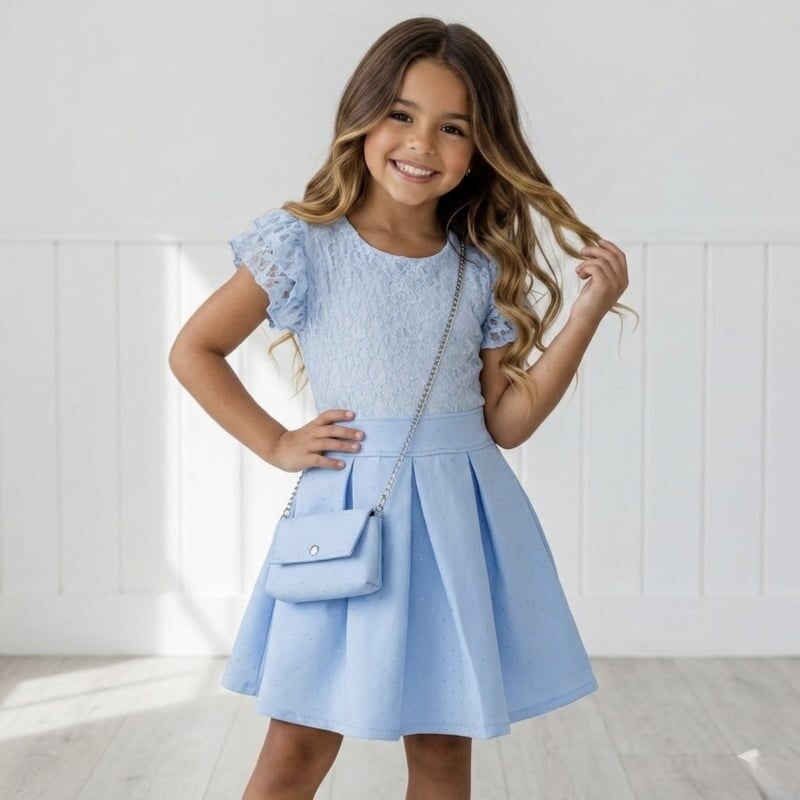 Glitter Bloom jurk - Blauw