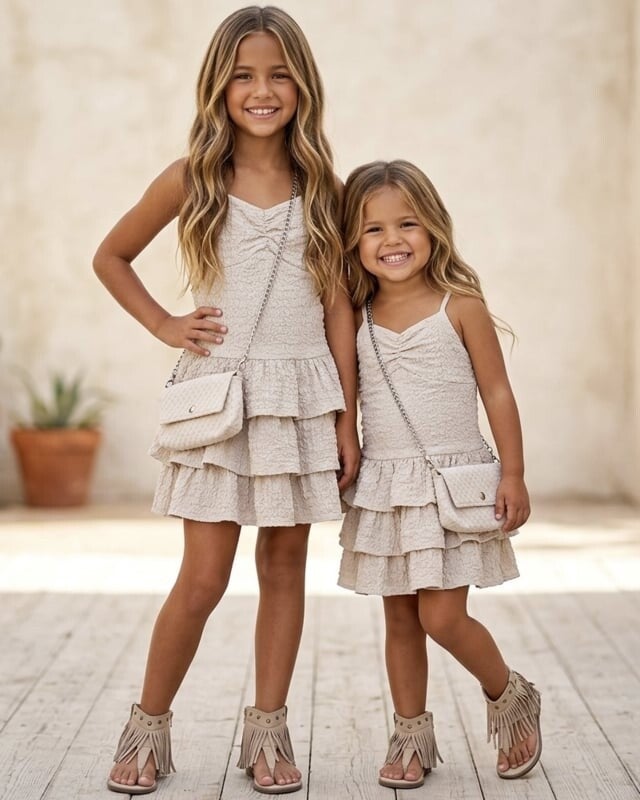 Ruffle jurk beige