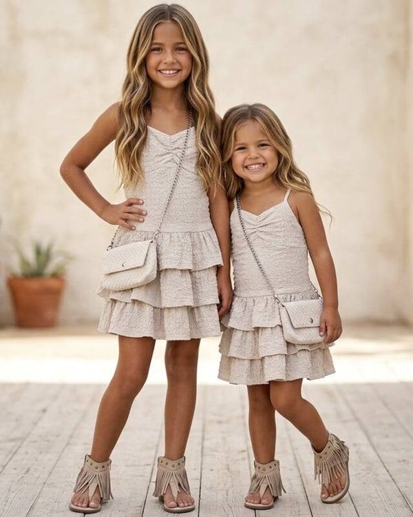 Ruffle jurk beige