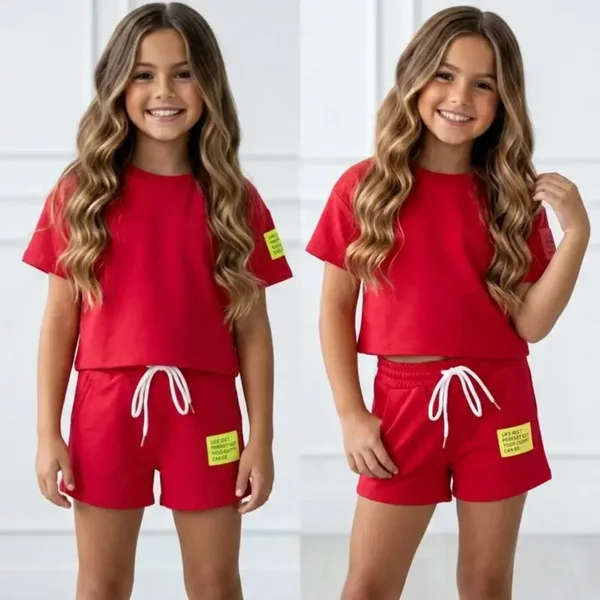 Korte label set rood