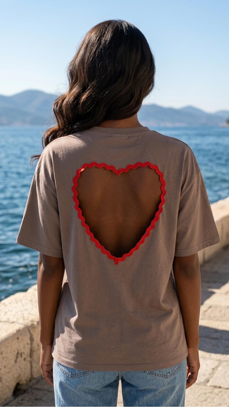Open heart shirt - bruin