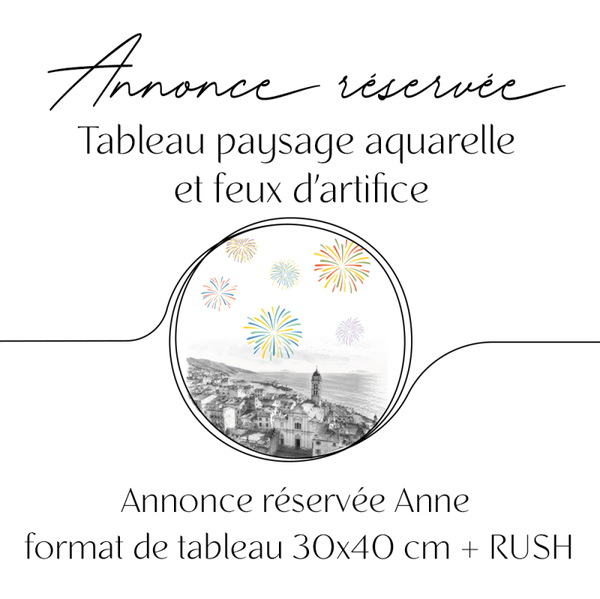 Annonce Anne - Paysage aquarelle de Corse sous des feux d'artifice - Empreintes Eglise de Bastia