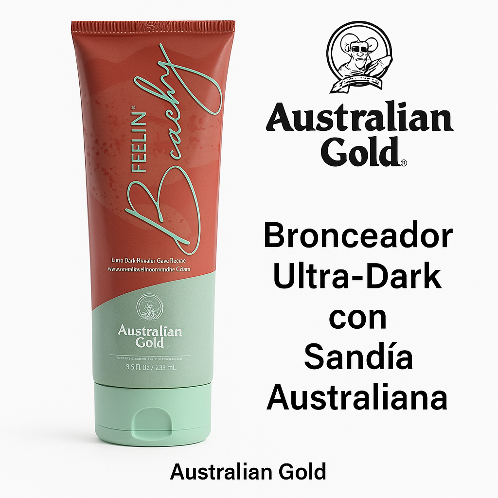 Australian Gold Feelin’ Beachy – Bronceador Ultra Oscuro con Extracto de Sandía Australiana | 250 ml