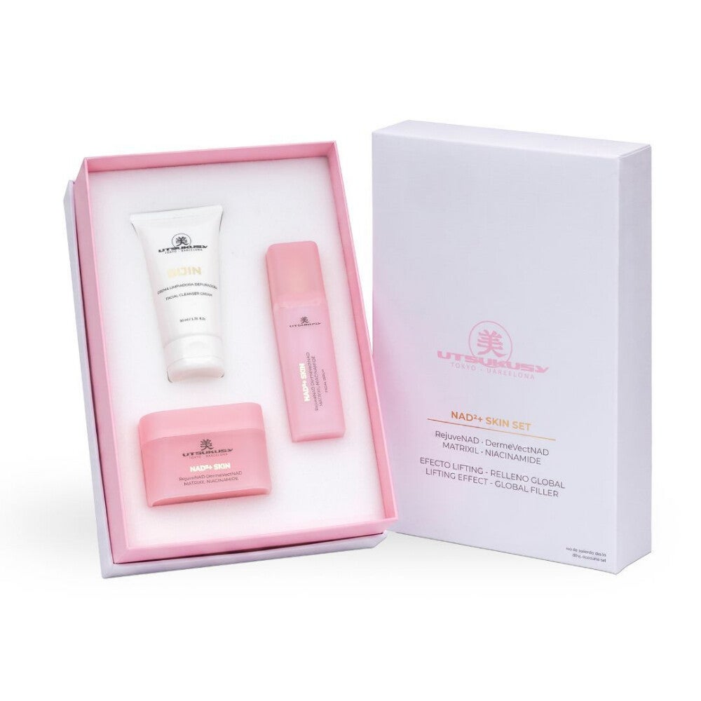 Utsukusy NAD²+ Skin – Kit Facial Antiedad con Sérum 30 ml, Crema 50 ml y Limpiadora 50 ml