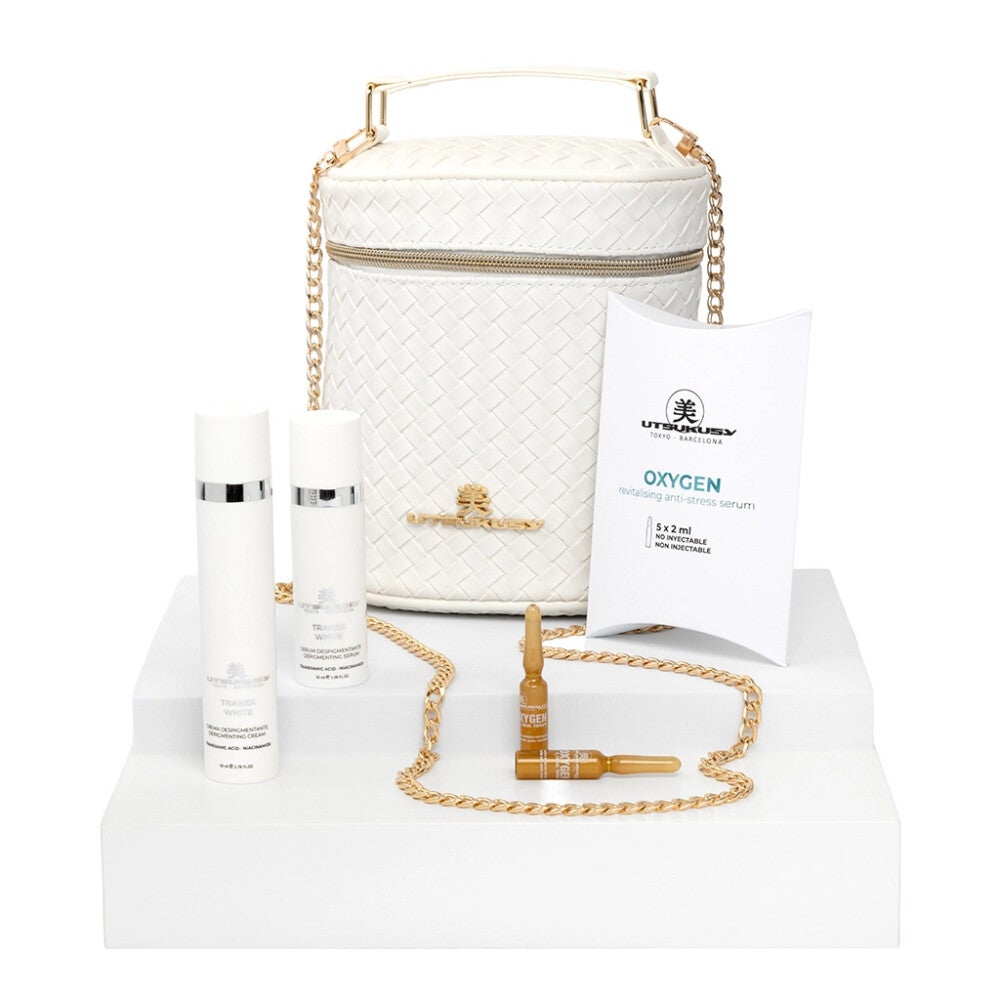 UTSUKUSY Tranex White Set Antimanchas – Sérum 30 ml + Crema 50 ml + 5 Ampollas Oxygen y Neceser