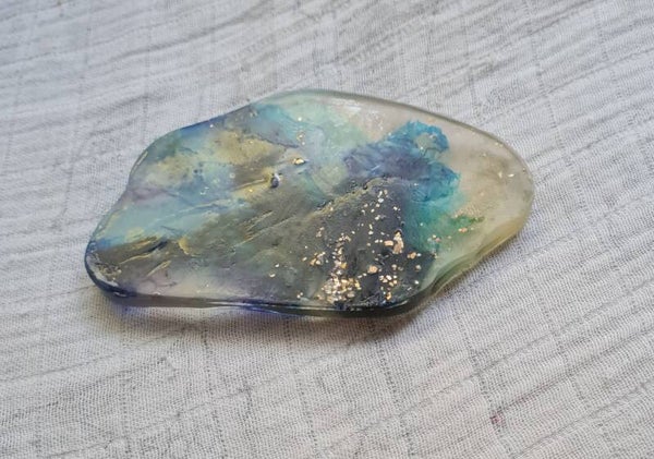 Epoxy onderzetter zeegroen, blauw met goud III