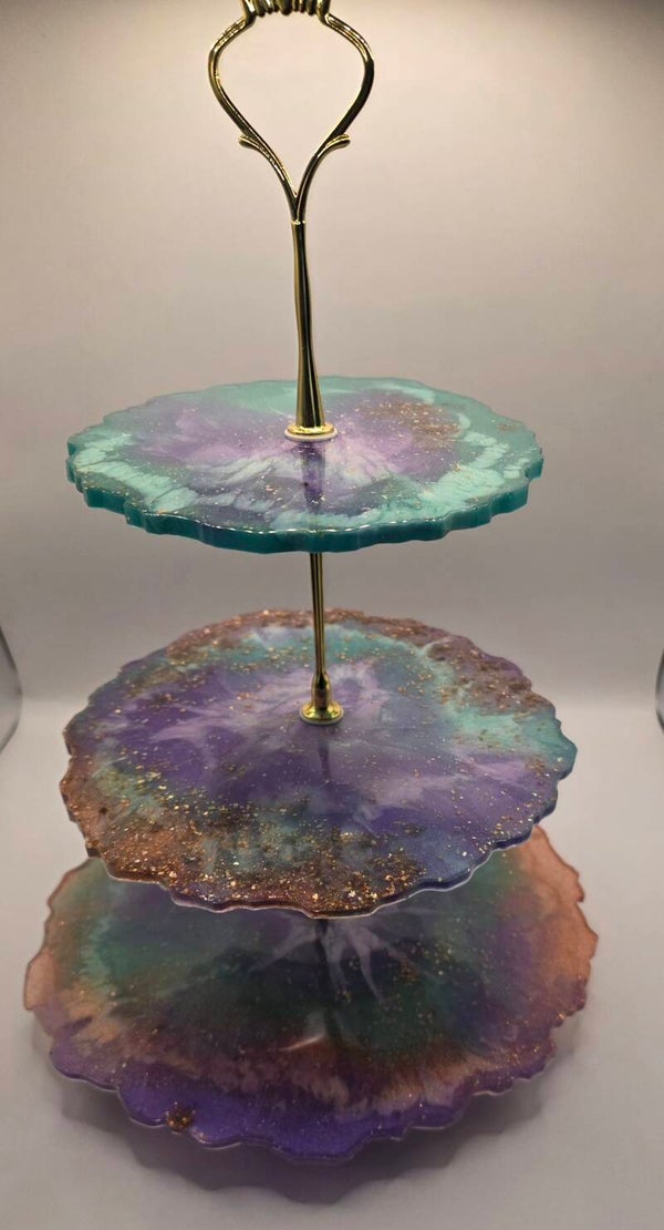 Etagere paars groen met goud