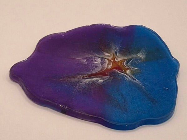 Epoxy onderzetter, blauw paars met rood wit en geel I