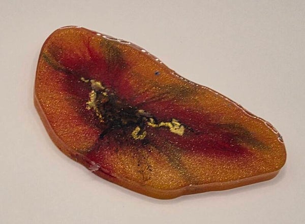 Epoxy onderzetter oranje rood met zwart en goud II