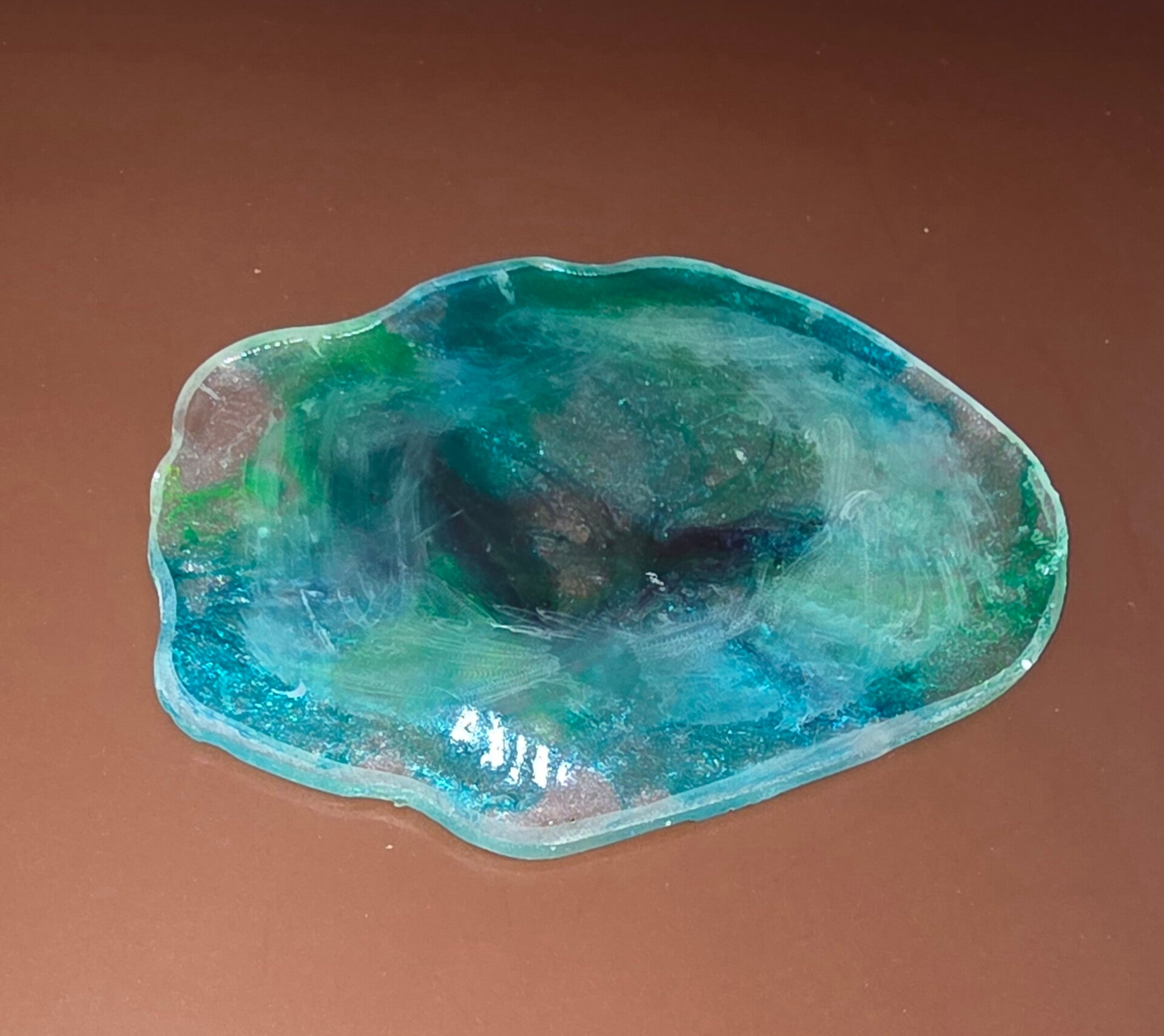 Epoxy onderzetter, groen turquoise