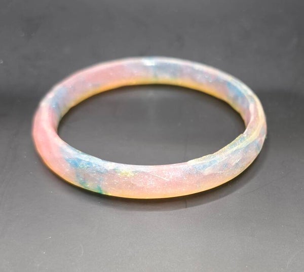 Armband, transparant roze met blauw