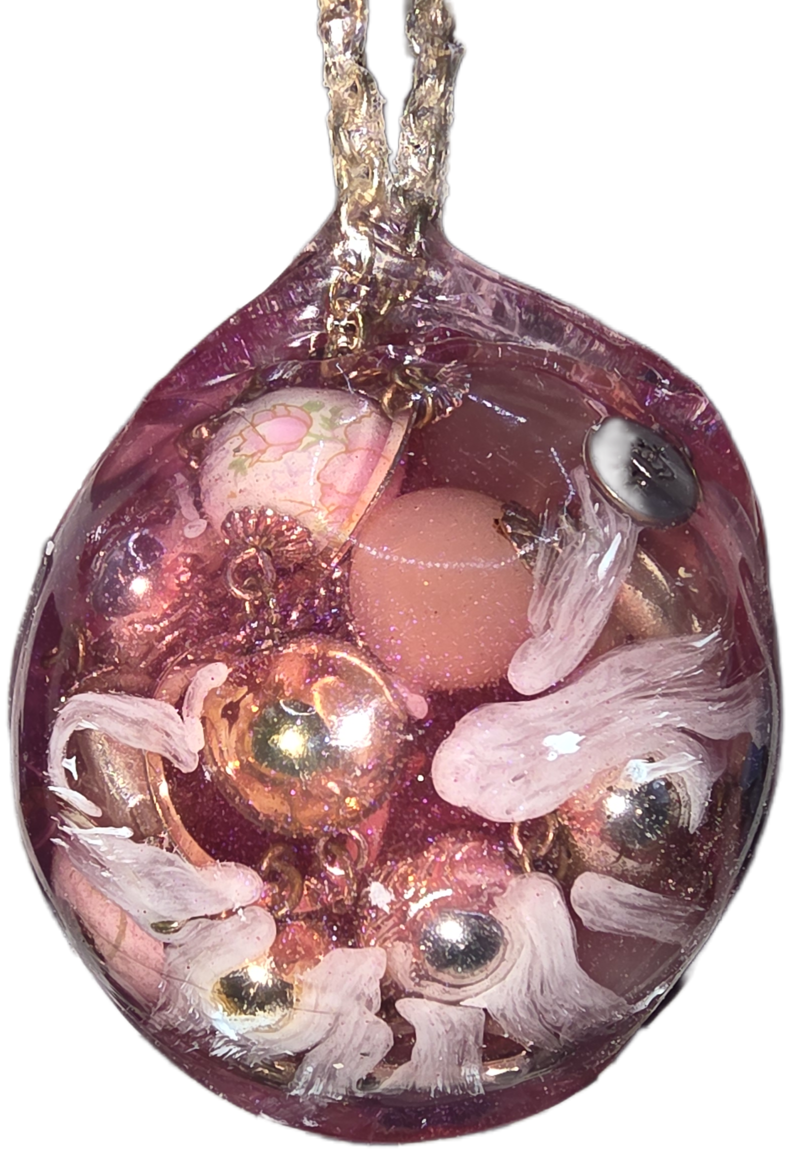 Roze hanger met verschillende kralen