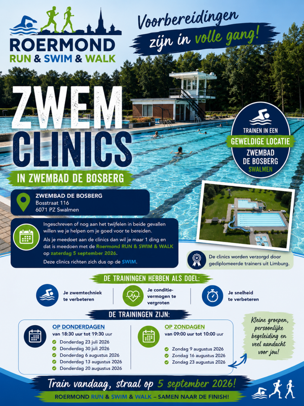 Zwem TECHNIEK clinics in het Zwembad de Bosberg te Swalmen