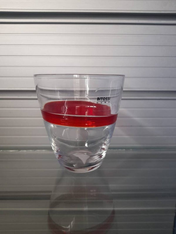 Set 6 Bicchieri Decoro in Pasta di Vetro Rosso